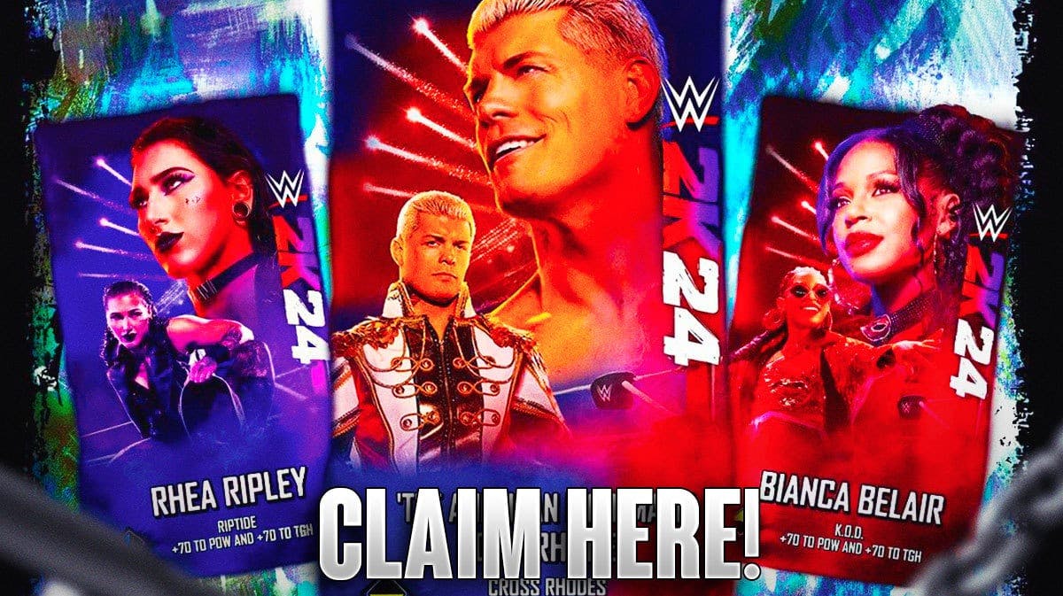 WWE 2K24 SuperCard Cody Rhodes, Bianca Belair, Rhea Ripley