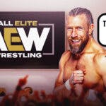 Bryan Danielson with a text bubble reading “That’s better for everybody” next to a TV with a AEW logo on the screen.
