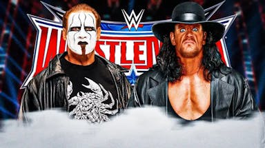 Sting and The Undertaker with the WrestleMania 32 logo as the background.