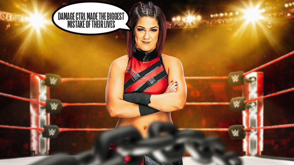 Bayley with a text bubble reading “Damage CTRL made the biggest mistake of their lives” with the WrestleMania 40 logo as the background.