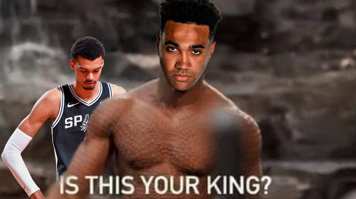 Warriors' Trayce Jackson Davis in the “Is this your king” Black Panther meme, with Spurs' Victor Wembanyama looking defeated on the side