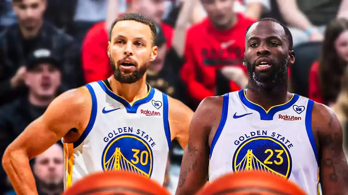 NBA players Stephen Curry and Draymond Green of the Golden State Warriors