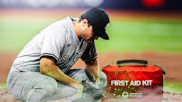 New York Yankees pitcher Gerrit Cole with medical bag.