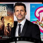 Zack Snyder with Netflix Rebel Moon and Barbie posters.