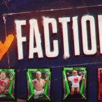 WWE 2K24 MyFACTION graphic with MyFACTION Persona cards of Sheamus, Trick Williams, Seth Rollins, and plastic versions of Cody Rhodes, Hulk Hogan, and John Cena