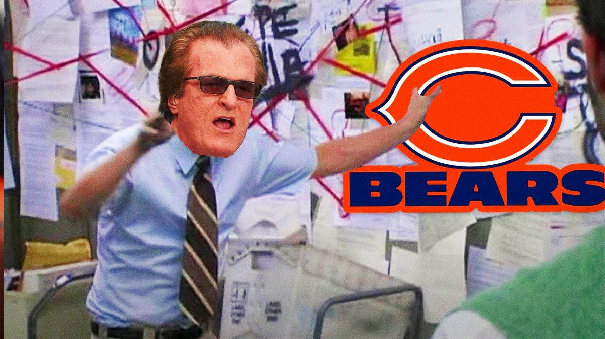 Mel Kiper (ESPN) as the explaining meme with the Bears logo on the board