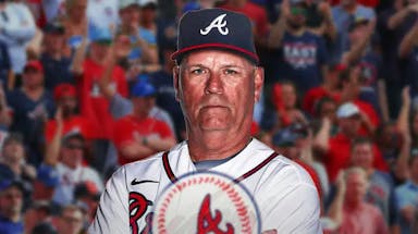 Atlanta Braves manager Brian Snitker in front of Truist Park.