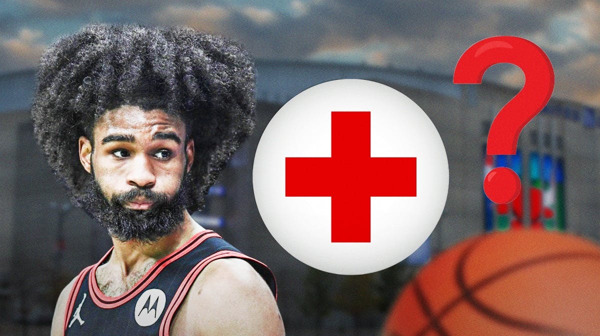 Bulls' Coby White with injury symbol and question mark