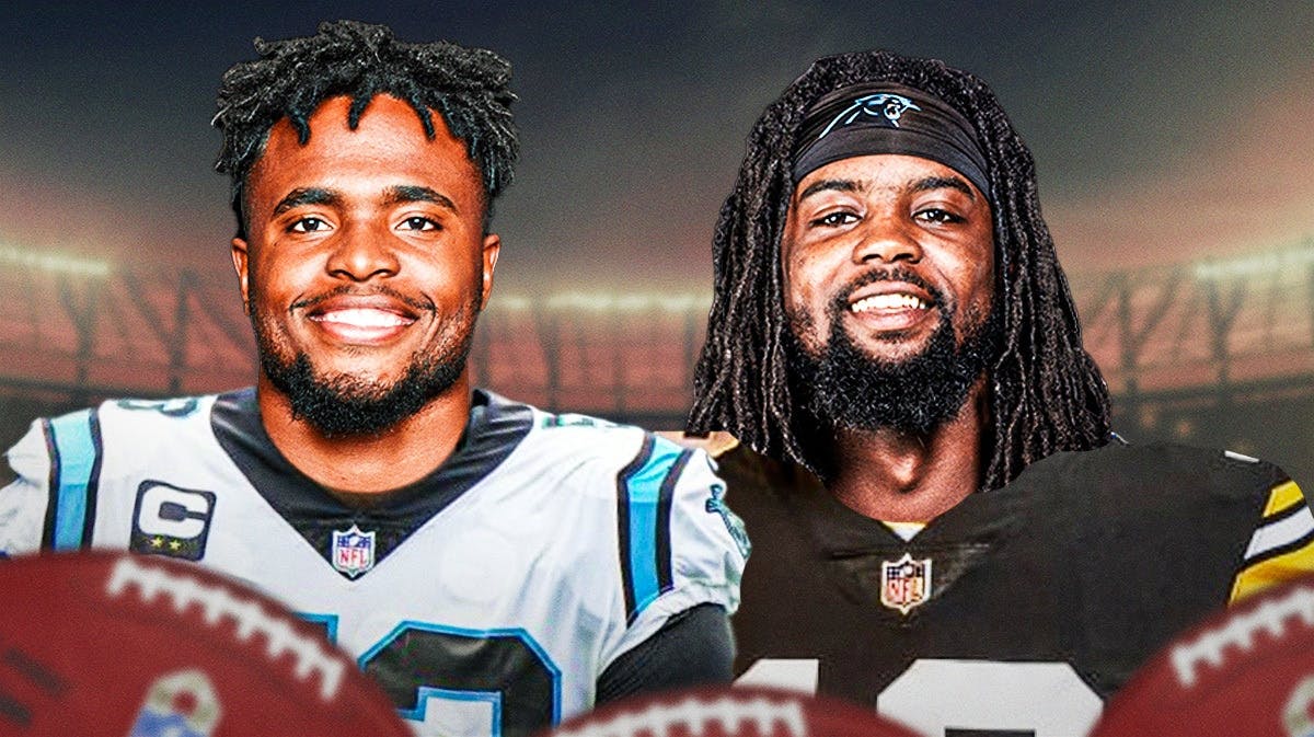 Diontae Johnson in a Panther uniform, Donte Jackson in a Steelers uniforms