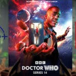 Doctor Who season 14 poster in between Disney Plus and BBC logos