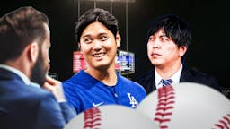 Dodgers' Shohei Ohtani talking to men, Ippei Mizuhara