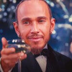 Lewis Hamilton (Mercedes) as the Leo Great Gatsby meme