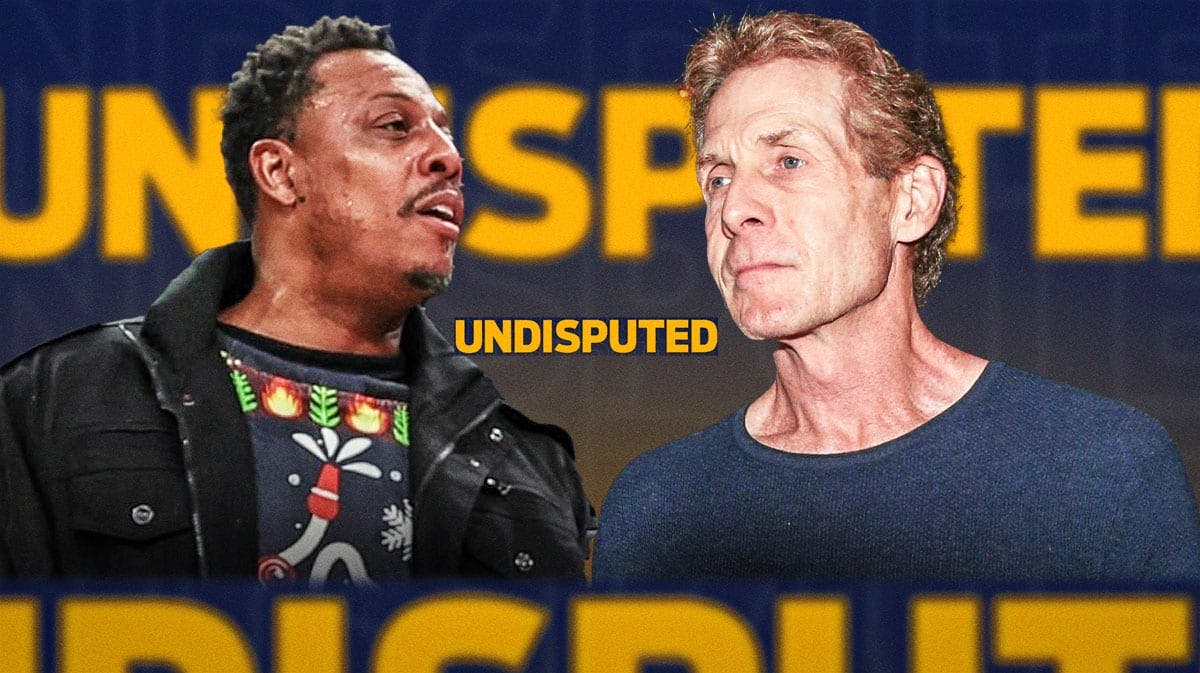 Paul Pierce and Skip Bayless with an Undisputed logo behind them.