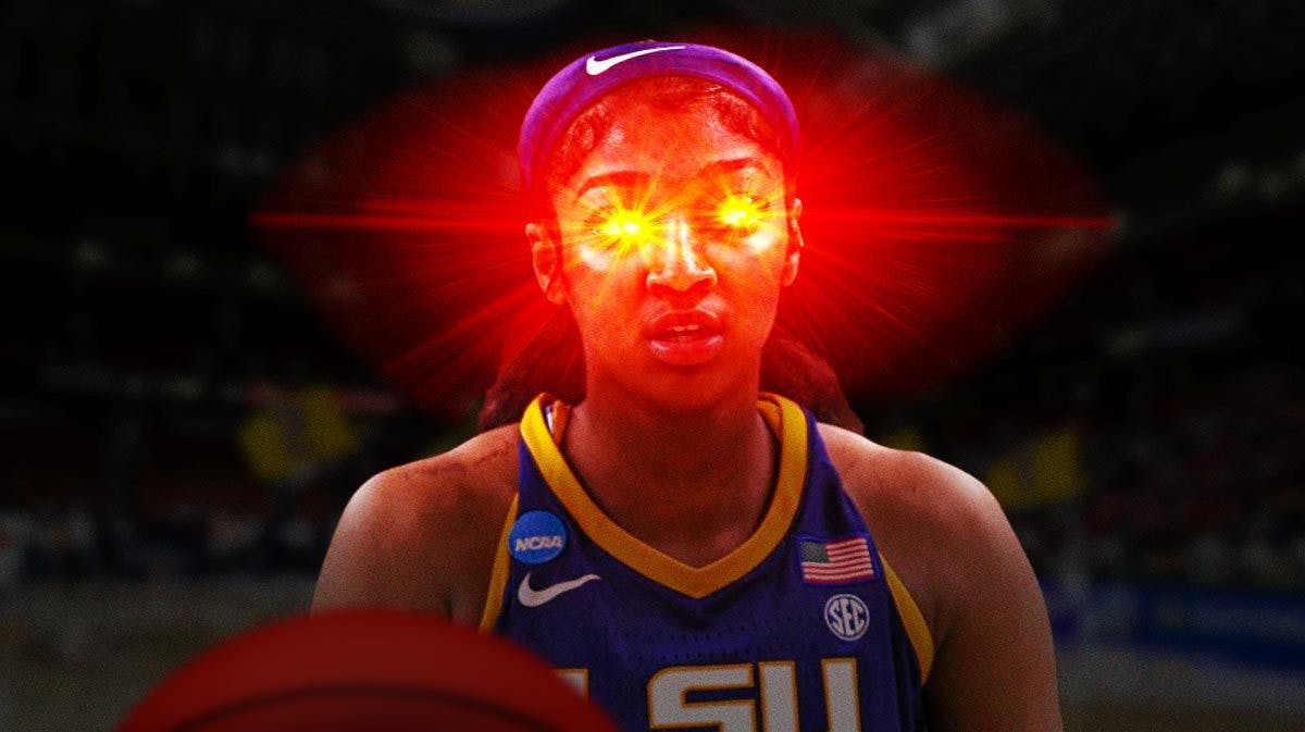 Angel Reese (LSU Women's basketball) with woke eyes