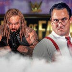 Mike Rotunda next to Bray Wyatt with the WWE Hall of Fame logo as the background.