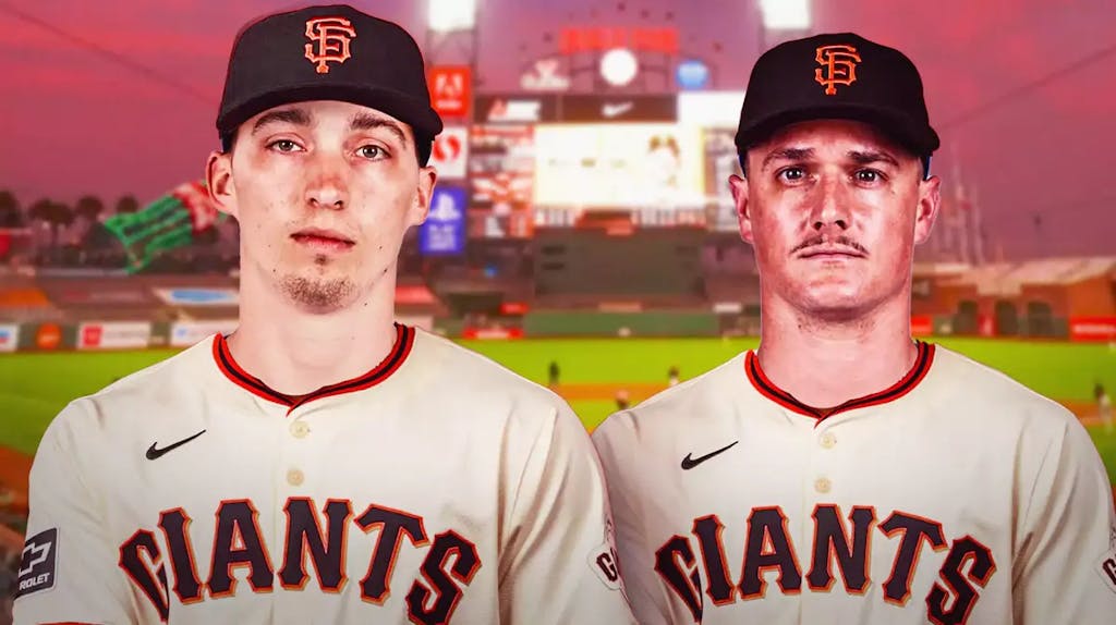 Blake Snell and Matt Chapman both in San Francisco Giants uniforms at Oracle Park.