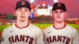 Blake Snell and Matt Chapman both in San Francisco Giants uniforms at Oracle Park.