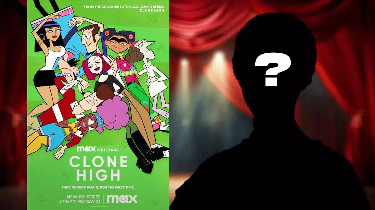 Show poster for Max’s Clone High, along with a silhouette of Emily Dickinson (with a “?” over her image)