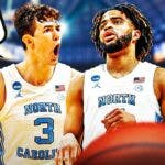North Carolina basketball star Cormac Ryan putting his arm around RJ Davis saying “I got you, bro”