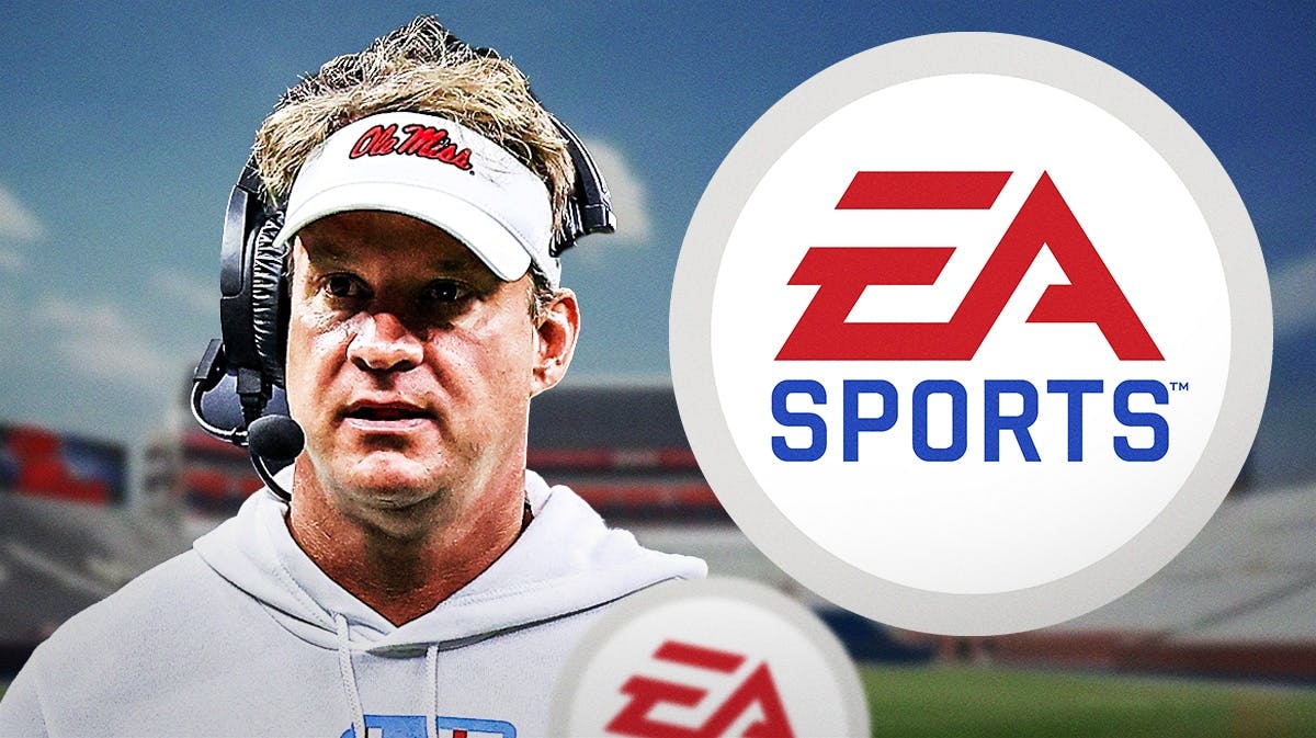 Ole Miss football, Rebels, Lane Kiffin, College football, EA Sports, Lane Kiffin and EA Sports logo with Ole Miss football stadium in the background