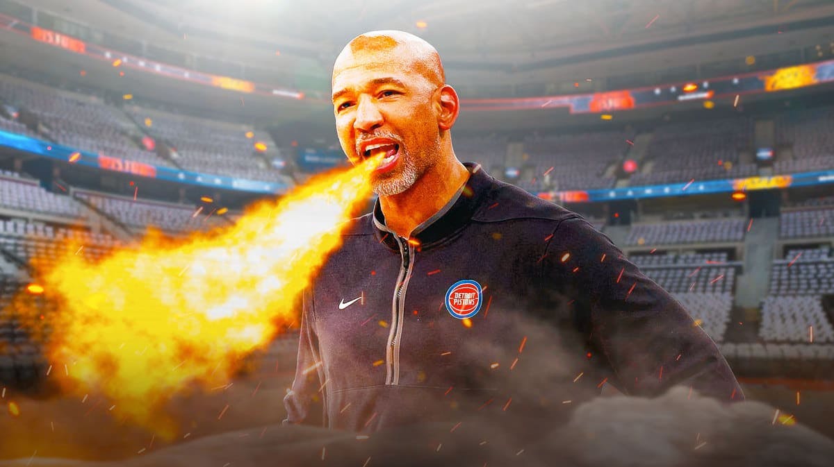 Pistons' Monty Williams with fire coming out his mouth