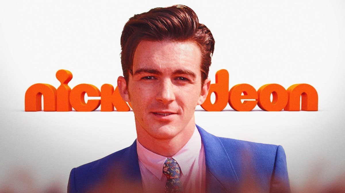 Drake Bell with a Nickelodeon logo.