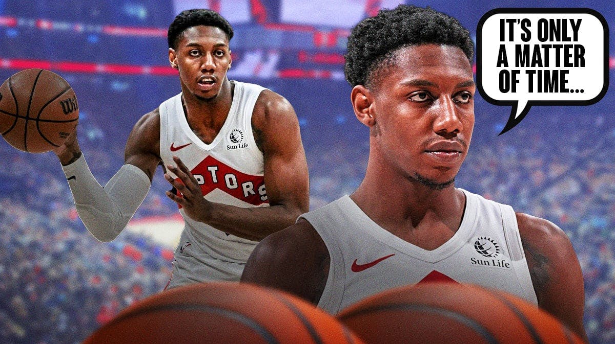 RJ Barrett smiling and saying “it’s only a matter of time…” Toronto Raptors