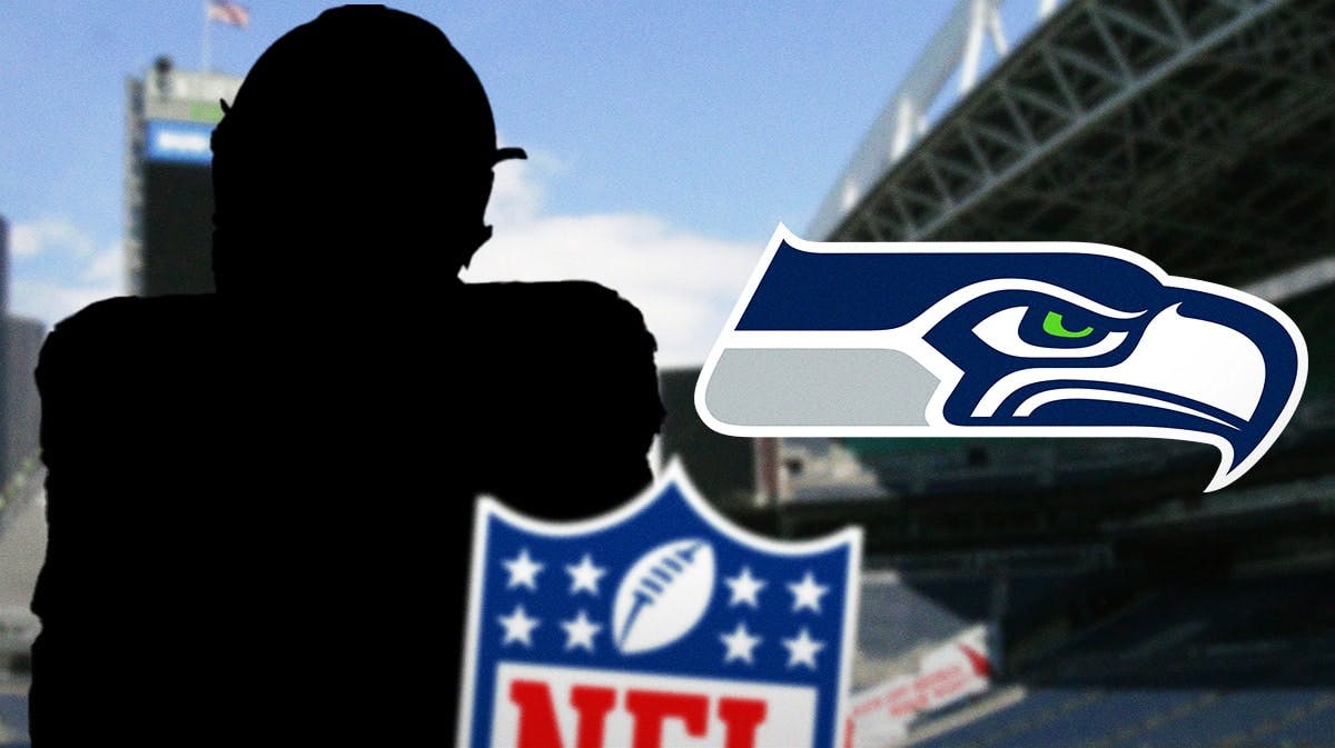 Silhouette next to the Seahawks logo