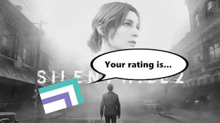 silent hill 2 remake rating, silent hill 2 rating, silent hill 2 remake, silent hill 2, a grayscale image of the silent hill 2 remake key art with the GRAC logo in front and the words your rating is inside a speech bubble