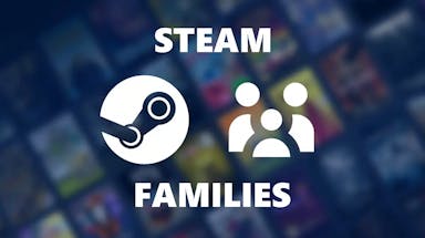 steam families, steam share games, steam borrow games, steam family share, steam, the key art for steam families with the words steam families added to it