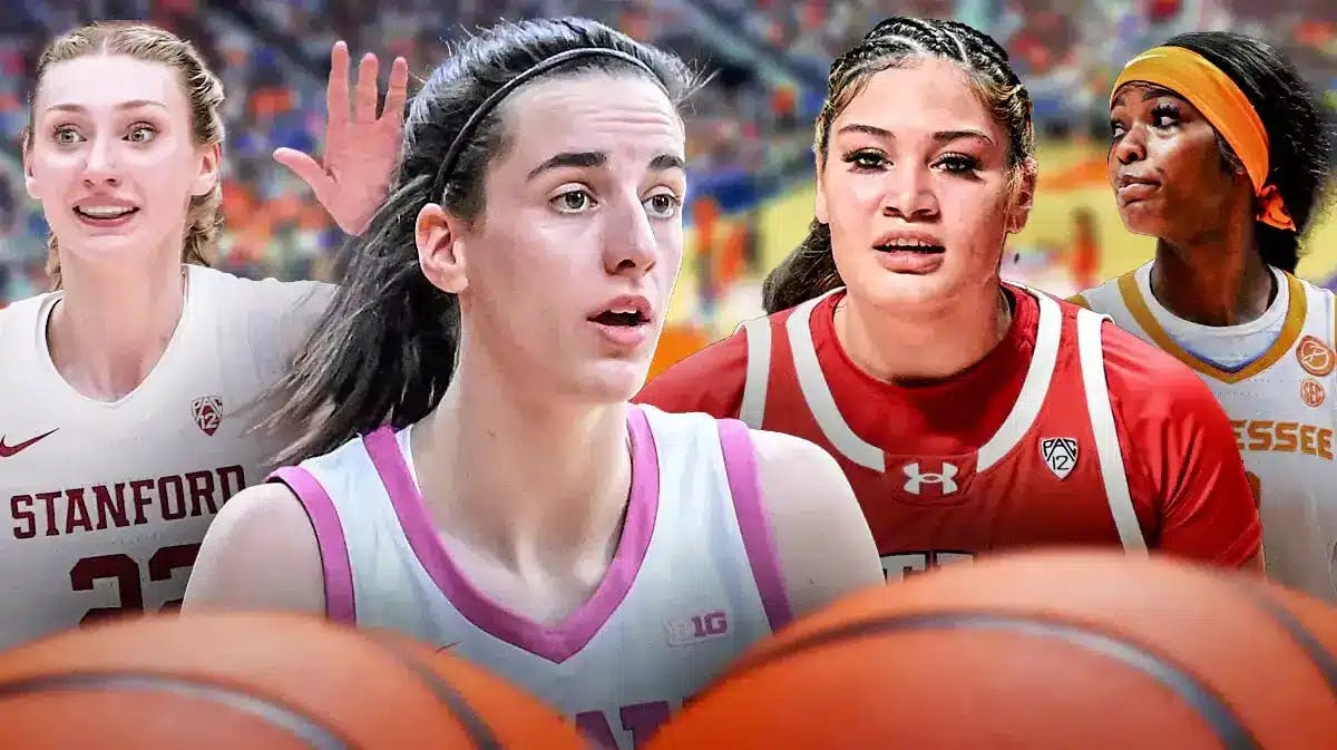 Iowa women’s basketball player Caitlin Clark, Stanford women’s basketball player Cameron Brink, Utah women’s basketball player Alissa Pili, Tennessee women’s basketball player Rickea Jackson, who are all contenders in the 2024 WNBA Mock Draft