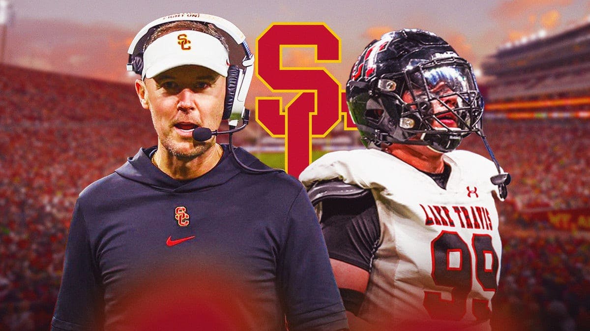 USC football HC Lincoln Riley with Gus Cordova amid Big Ten conference entry and Trojans commitment