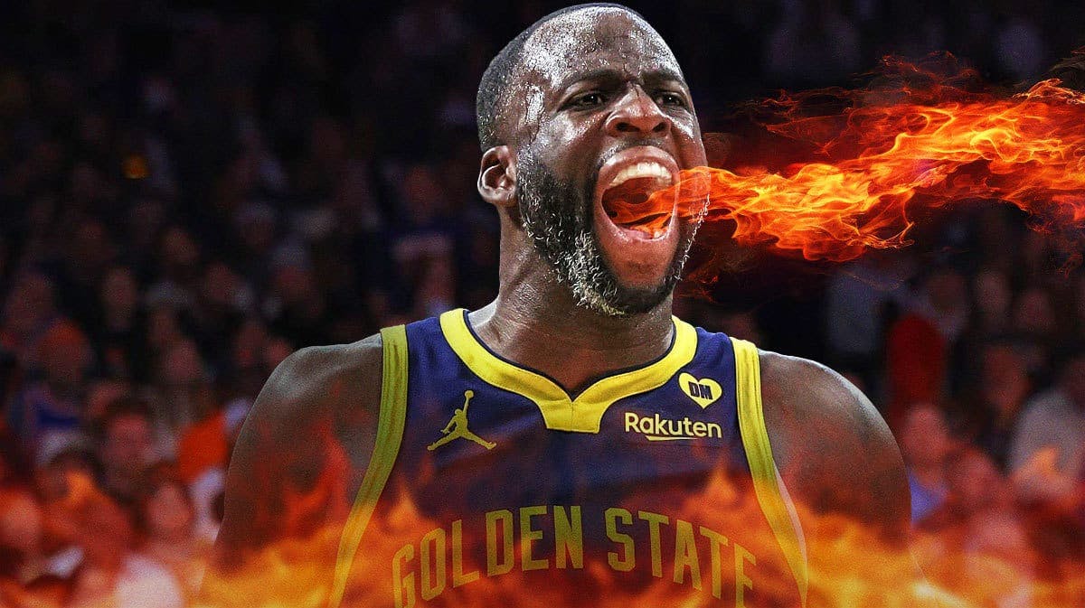 Warriors' Draymond Green breathing fire and yelling.