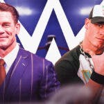 2024 John Cena next to 2004 John Cena with the WWE logo as the background.