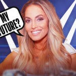 Trish Stratus with a text bubble reading “My future?” with the WWE logo as the background.