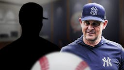 Luis Gil as a silhouette. Aaron Boone next to him.