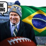 Mark Murphy next to Brazilian flag saying "we're coming."