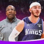 Kings' Mike Brown with Bulls' Alex Caruso, wearing a Kings jersey