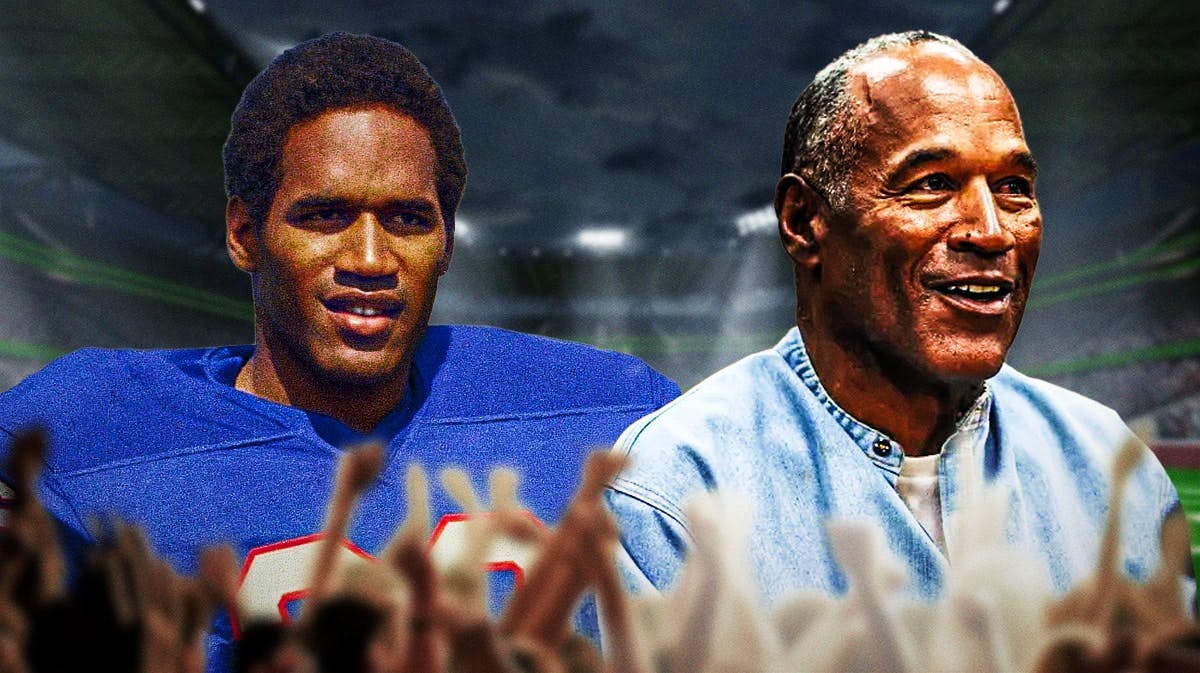 O.J. Simpson as a Bills running back and a recent picture of O.J. Simpson