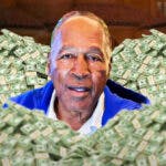 OJ Simpson surrounded by piles of cash.