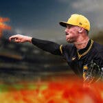 Pirates prospect Paul Skenes throwing a flaming hot fastball