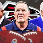 Atlanta Falcons owner Arthur Blank, former NFL head coach Bill Belichick, and New England Patriots owner Robert Kraft