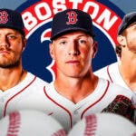 Boston Red Sox pitchers Nick Pivetta, Tanner Houck, and Kutter Crawford