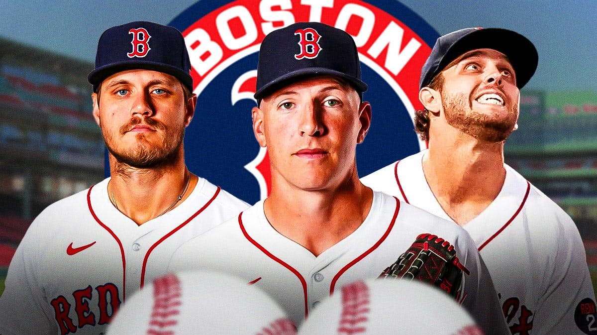 Boston Red Sox pitchers Nick Pivetta, Tanner Houck, and Kutter Crawford
