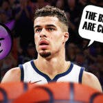 Michael Porter Jr. saying "the brooms are coming" with purple devil emoji