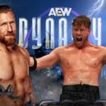 Will Ospreay and Bryan Danielson in front of the AEW Dynasty logo.