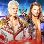 Cody Rhodes and AJ Styles in front of the 2024 WWE Backlash logo.