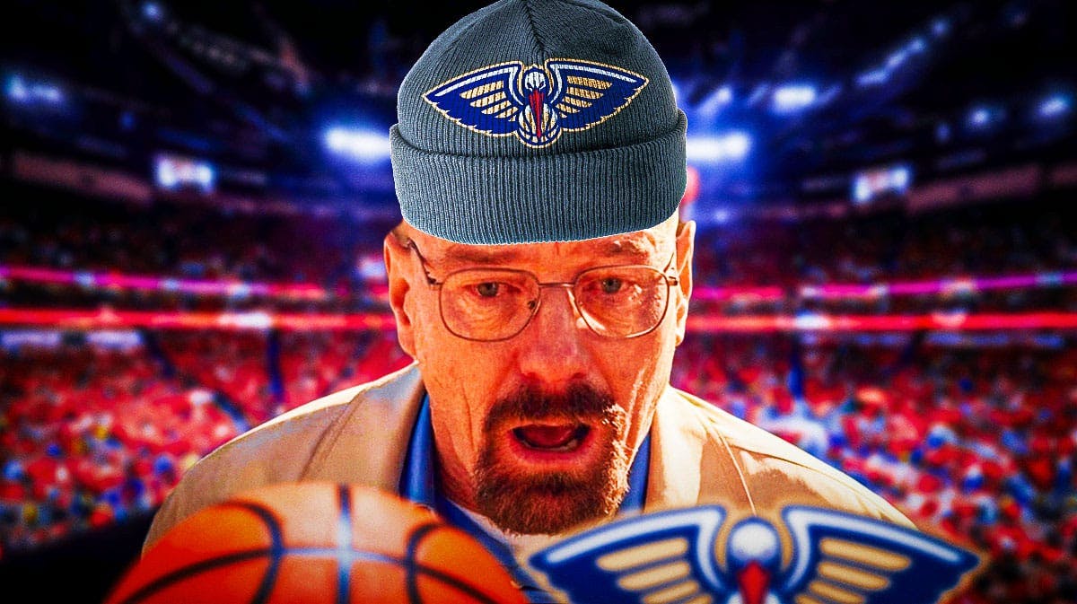 Walter White with beanie that has New Orleans Pelicans logo