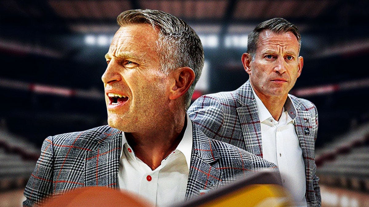 Alabama basketball coach Nate Oats looking frustrated and upset.