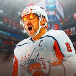 ACTION SHOT of Alex Ovechkin (Capitals) with fire in eyes
